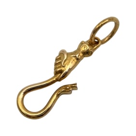 Hand Holding Snake Pendant in 14K Yellow Gold