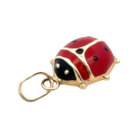 Ladybug Charm/Pendant in 14K Gold and Enamel