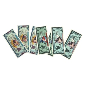 Lot of 7 1990-1993-1997 $1 Disney Dollar Mickey
