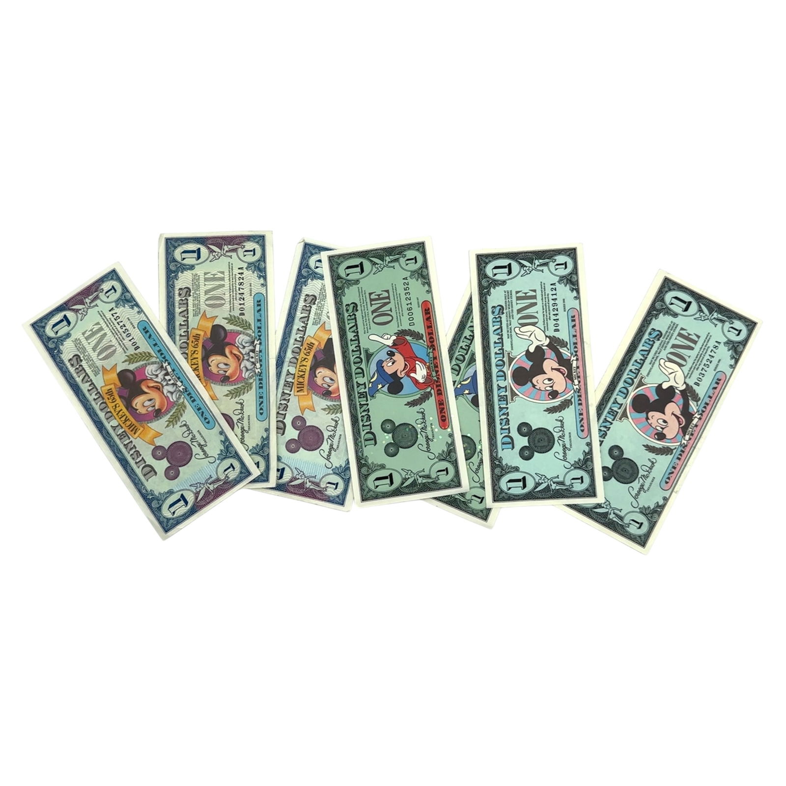 Lot of 7 1990-1993-1997 $1 Disney Dollar Mickey (1 of 5)