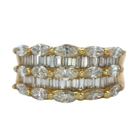 Marquise & Baguette Diamond Ring in 18K Yellow Gold