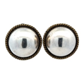 Vintage Round Clip on Earrings in Sterling Silver