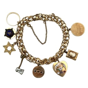 Link Charm Bracelet in 12K Gold Filled Rhythm and 1 Solid 14K Yellow Gold Ring