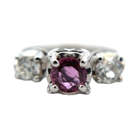 Pink Sapphire and Diamond Ring in 14K White Gold