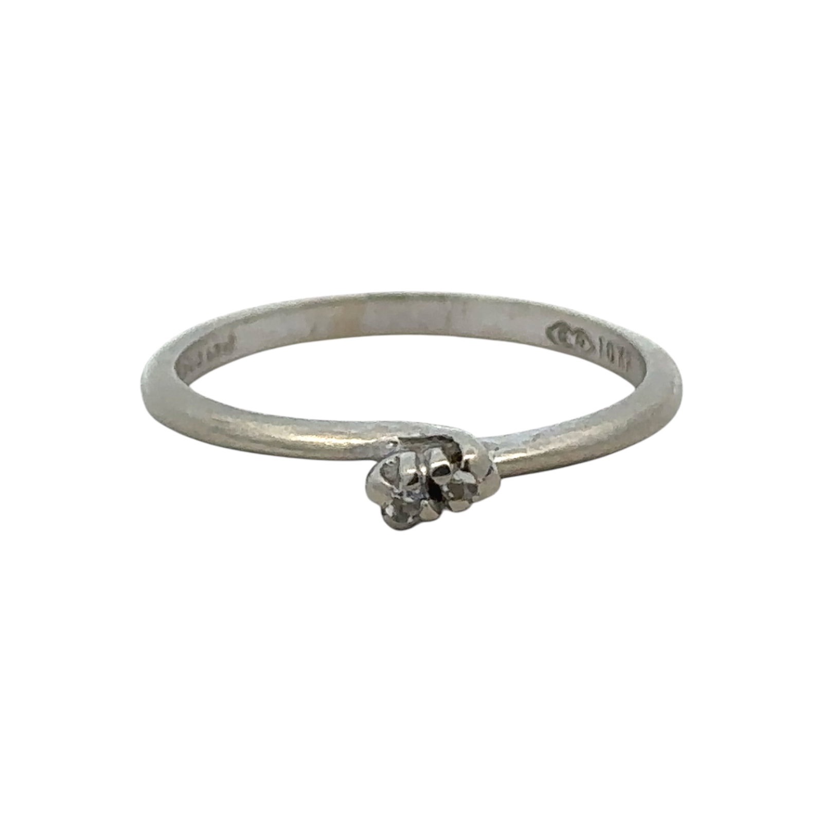 Diamond Accent Ring in 10K White Gold: Metal type: 10k white gold, Gemstone: Diamond accent, Size 5.5, Weight: 1.3 grams
