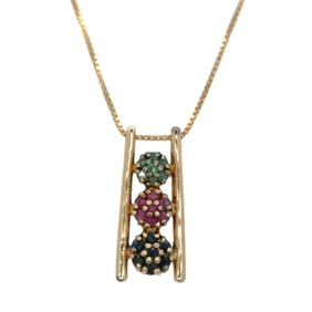 Ross-Simons Vermeil Ruby, Sapphire, Emerald Pendant