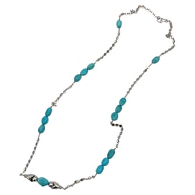 Sterling Silver Turquoise Beads Necklace