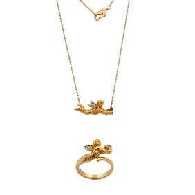 Carrera y Carrera "My Angel" Diamond Necklace and Ring in 18K Gold