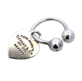 Please Return to Tiffany & Co. New York Heart Tag Key Ring Holder in Sterling Silver