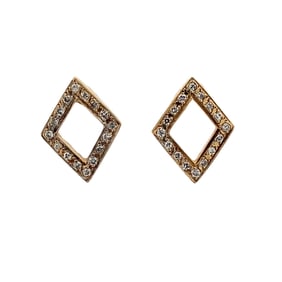 Diamond Rhombus Shape Fashion Earrings in 14K Yellow Gold