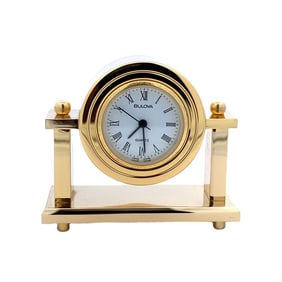 Bulova Quartz Miniature Brass Mantle Desk Clock Limited Edition