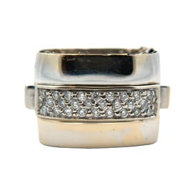 Roberto Coin Rectangular Clasp Part with Pavé Diamond in 18K White Gold