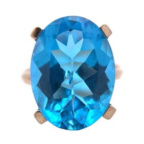 Blue Topaz Ring in 10K Yellow Gold