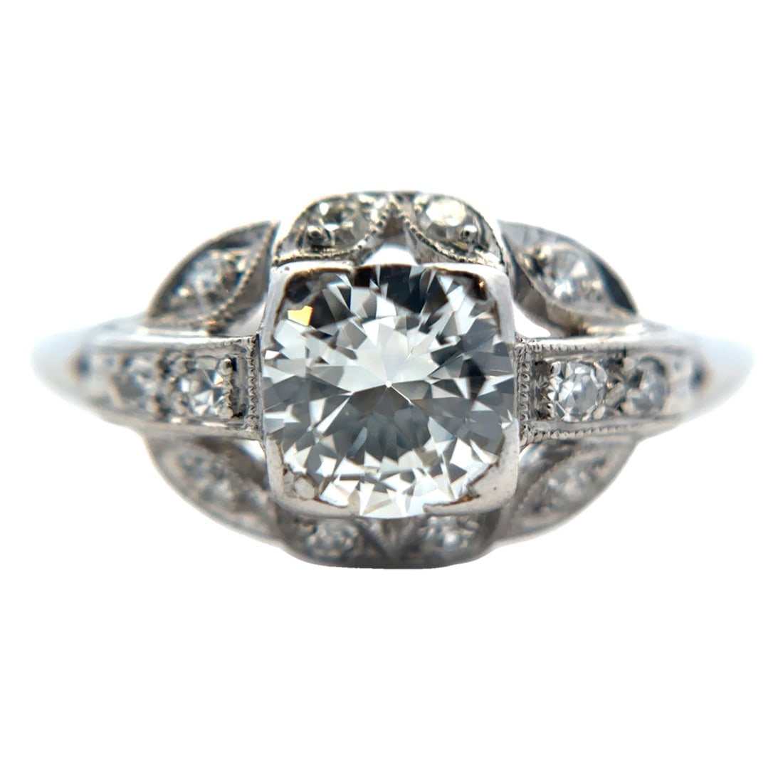 1930s Art Deco Platinum 0.75ct F Color Diamond Engagement Ring (1 of 5)