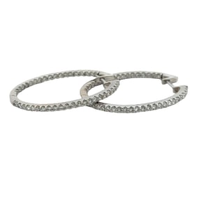 Diamond Hoop Earrings in 14K White Gold
