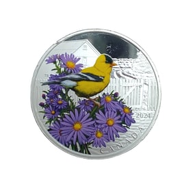 2024 Canada $20 Dollars Silver Coin, Colorful Birds - American Goldfinch