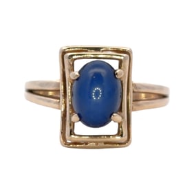 Oval Simulated Star Sapphire Ring in 14K Yellow Gold
