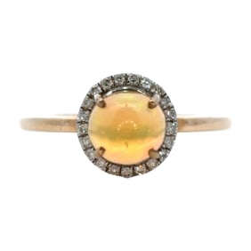 Ethiopian Opal and Diamond Ring in 10K Yellow Gold