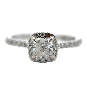 Cushion Cut Diamond Halo Engagement Ring in 14 Karat White Gold