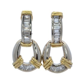 Diamond Dangle Earrings in 18K Two-Tone Gold