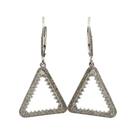 Diamond Triangle Earrings in 14K White Gold