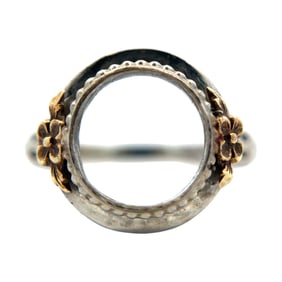 Vintage Round Bezel Ring Mounting in 14K White Gold