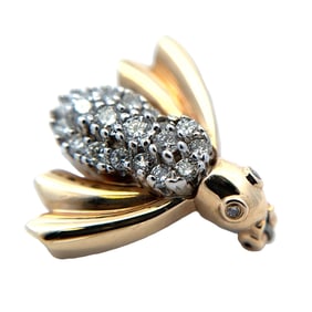 Diamond Bee Brooch in 14K Yellow Gold