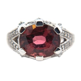 Tourmaline, Green Sapphire and Diamond Ring in 14K White Gold