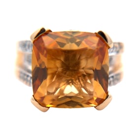 Citrine and Diamond Ring, 14K Gold