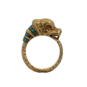 Estate Ruby and Turquoise Dragon Ring in 18K Gold