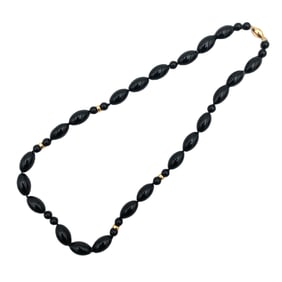 Black Onyx Necklace in 14K Yellow Gold