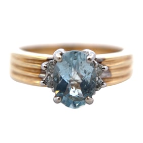 Sky Blue Topaz and Diamond Accent Ring 14K Gold