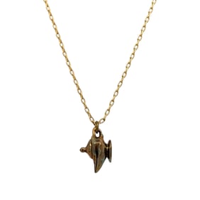 Catbird Genie Lamp Pendant Necklace in Gold Tone
