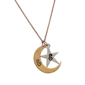 Catbird Moon and Star Fashion Pendant Necklace in 14K Tri-Tone Gold