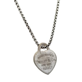 Estate Tiffany & Co. Pendant and Box Chain in Silver Tone