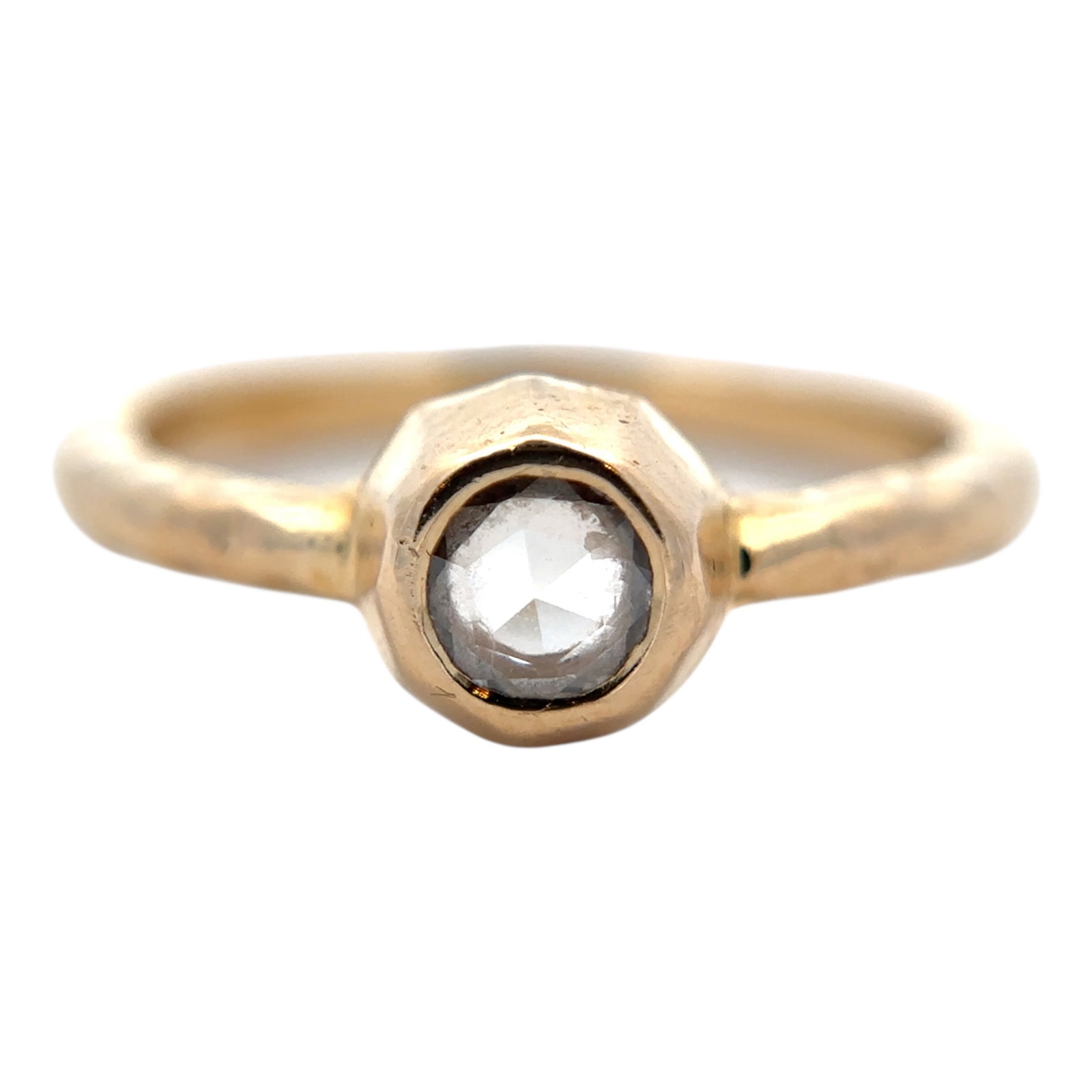 Rose Cut Diamond Ring in 18K Yellow Gold: Metal type: 18k yellow gold, Gemstone: Approximately .33ct rose cut diamond, Size: US 6.25, Weight: 3.2 grams
