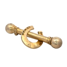 Antique Circa 1890s Victorian Horseshoe Bar/Brooch in 14K Yellow Gold