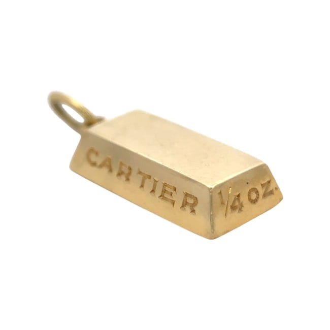 Cartier 1/4 oz Gold Ingot Charm Vintage 18K Yellow Bar Pendant (1 of 5)