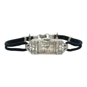 Antique Circa 1920-1940s Platinum Ladies Wrist Watch with Diamond