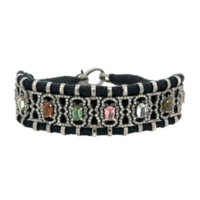 Woven Bracelet with CZ Colored Stones