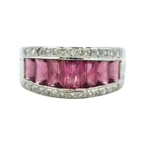 Pink Tourmaline and Diamond Ring in 18K White Gold
