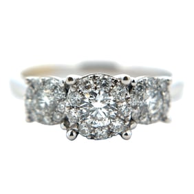 0.55ctw Diamond Cluster Engagement Ring, 18K White Gold