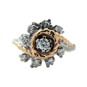 14K Gold Diamond Bypass Ring