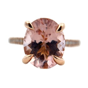 3.32ct Oval Morganite Ring, 18K Rose Gold