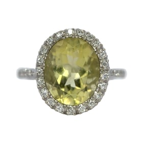 Quartz and Diamond Ring in 18K White Gold