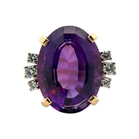 11.93ct Amethyst and Diamond Ring, 14K Gold