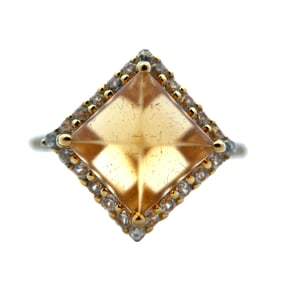 Gold Tone Sterling Silver Citrine Ring
