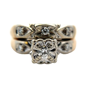 Vintage 14K Diamond Wedding Ring Set