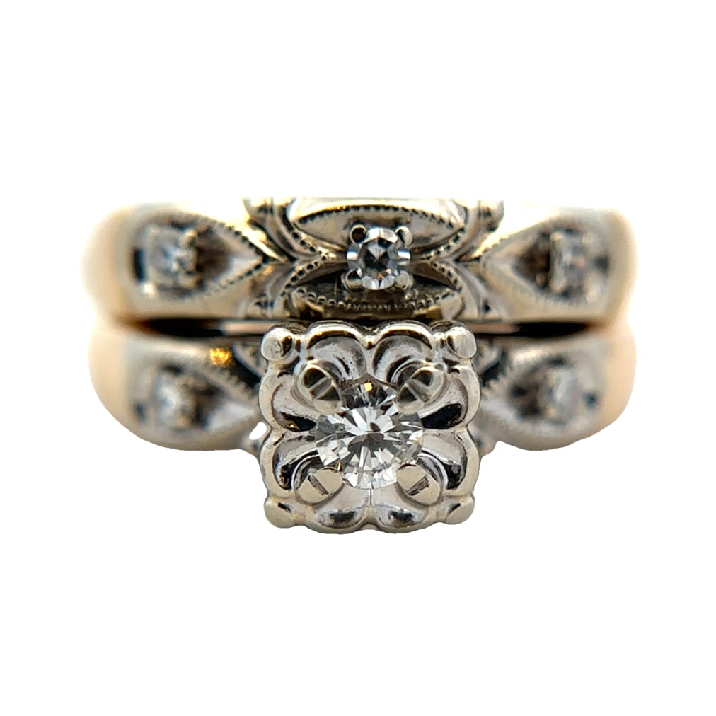 Vintage 14K Diamond Wedding Ring Set (1 of 6)