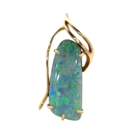 Oblong Opal Pendant, 14K Gold